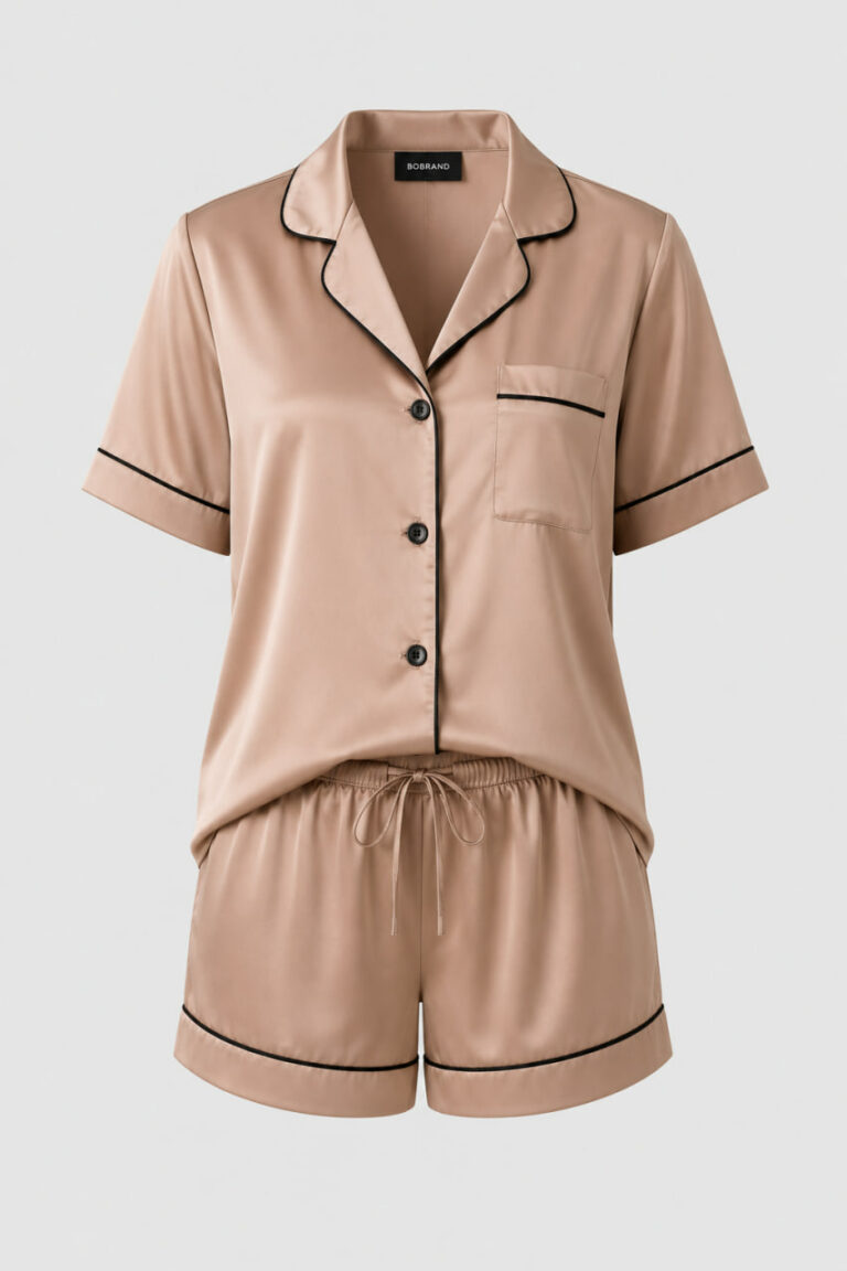 Piżama damska z szortami BOBRAND "Beige Silk"