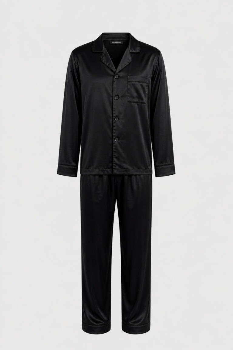 Piżama męska jedwabna BOBRAND "Total Black"