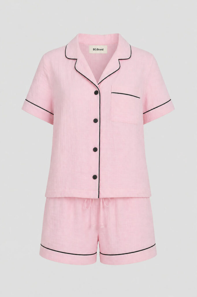 Piżama damska muślinowa premium BOBRAND "Pink ice cream"