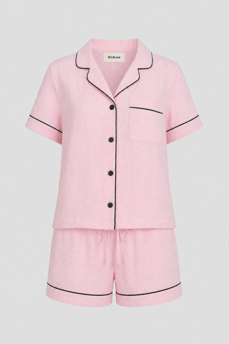 Piżama damska muślinowa premium BOBRAND "Pink ice cream"