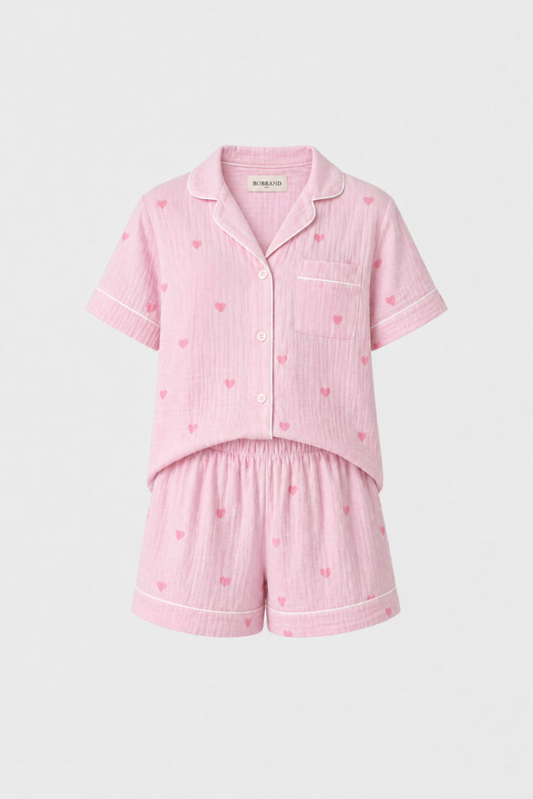 Piżama dziecięca muślinowa BOBRAND "Sweet hearts"