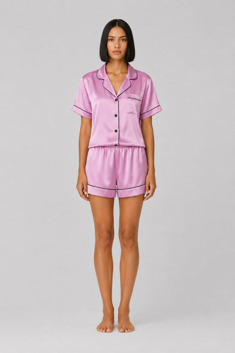 Piżama damska jedwabna BOBRAND "Pink Satin" - zdjęcie 2