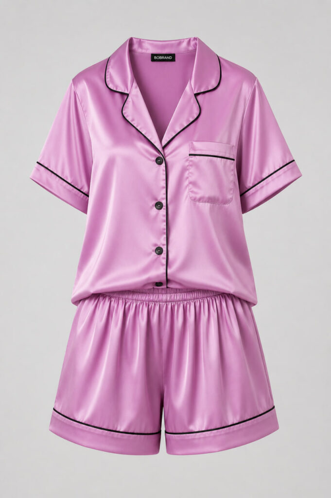 Piżama damska jedwabna BOBRAND "Pink Satin"