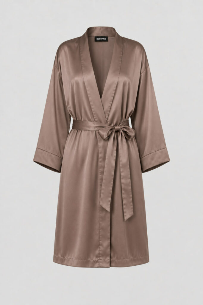 Szlafrok jedwabny kimono BOBRAND "Cappuccino"