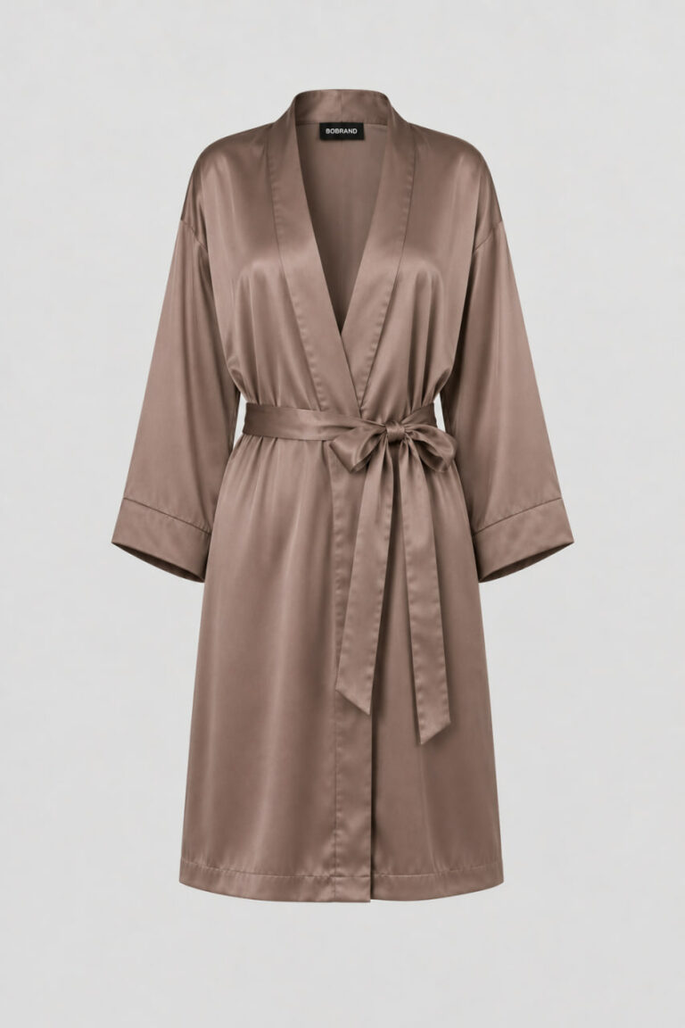 Szlafrok jedwabny kimono BOBRAND "Cappuccino"
