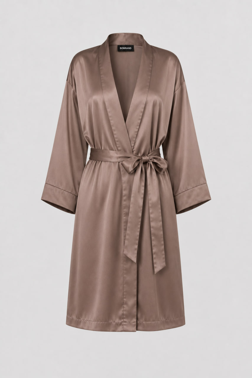 Szlafrok jedwabny kimono BOBRAND "Cappuccino" Szlafrok jedwabny kimono BOBRAND "Cappuccino"
